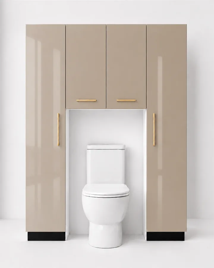 Klozet Üstü Banyo Dolabı, Vizon Lake yüzey, ön görünüm